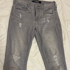 Express Women's Light Gray Skinny Jeans